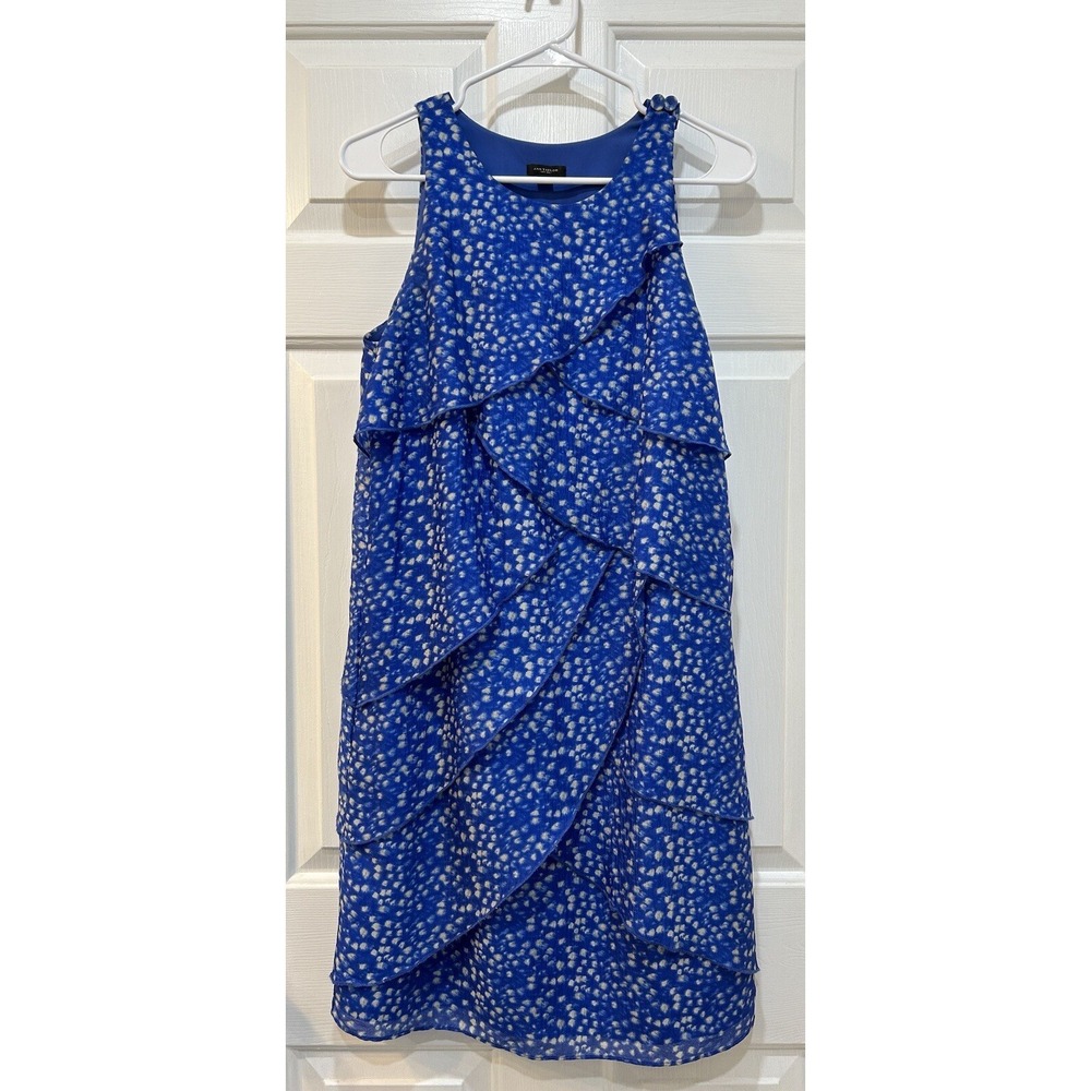 Ann Taylor 100% Silk Dot Dress Size‎ 6 Fully Lined Tiered Fairy Wedding Guest